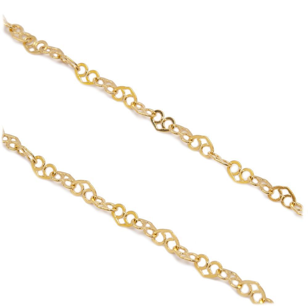 Pulseira Malha Cora��o Vazado em Ouro 18 Kilates - 25035